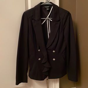 White House black market ruffle front ponte blazer. Size 2